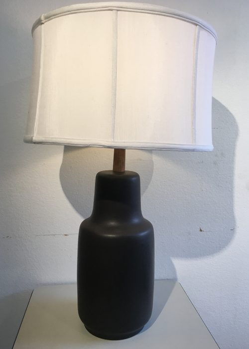 Mid Century Modern Black Lamp with White Shade