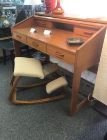 Danish Style Teak Roll-Top Desk by Mobican